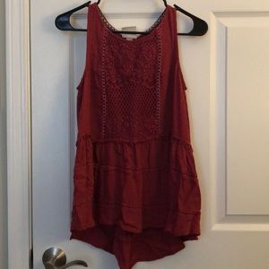 Deep red tank top.